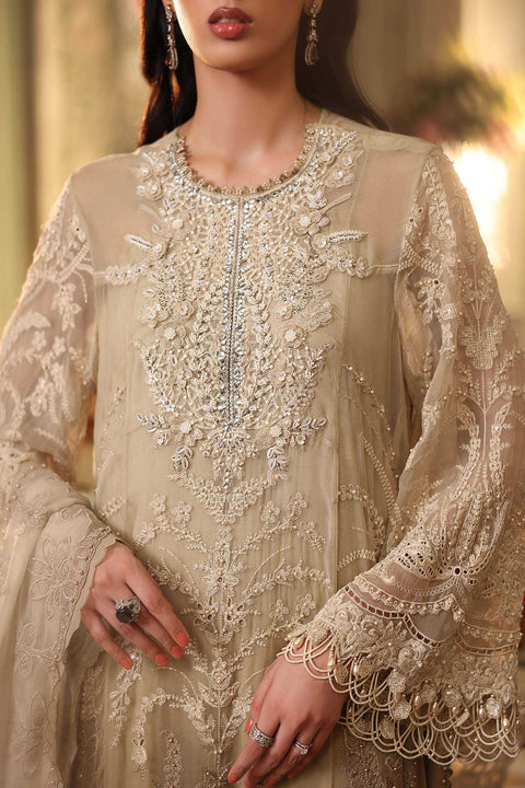 3 Piece Unstitched Embroidered Chiffon Suit COFFFE